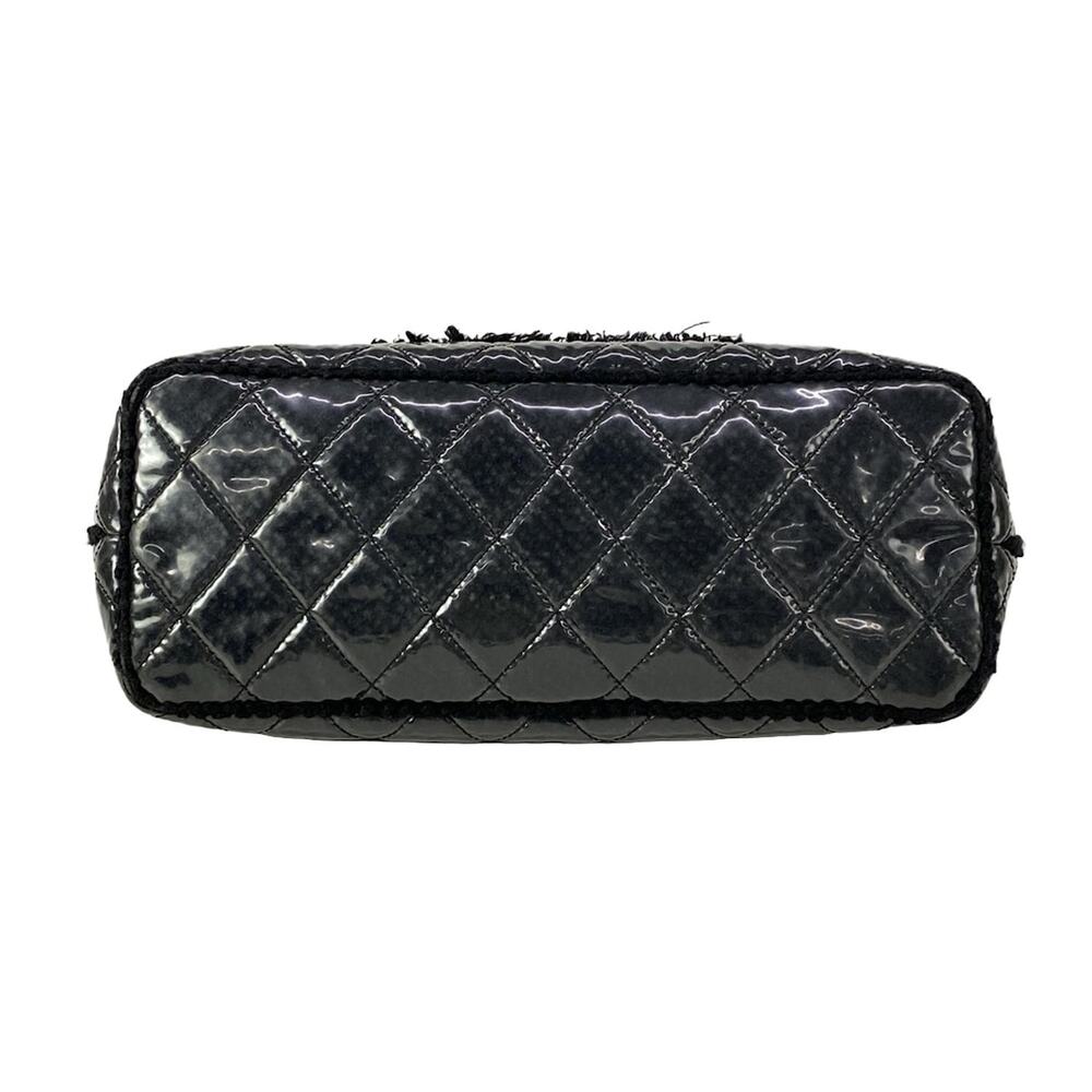 Chanel Patent Toilette Chain Tote Tote Bag Black Clear Vinyl Funny Tweed - Picture 5 of 15